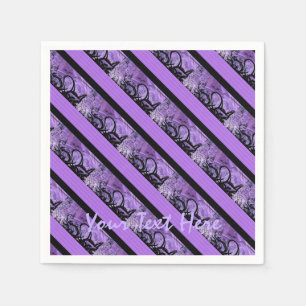 Serviette En Papier Serviettes personnalisées violettes et à rayures n
