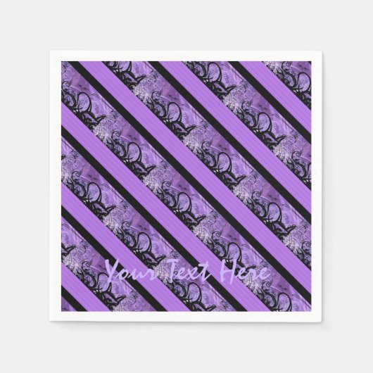 Serviette En Papier Serviettes personnalisées violettes et à rayures n (Devant)