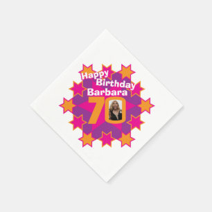 Serviette En Papier Serviettes photo et nom étoile rose pour 70e anniv