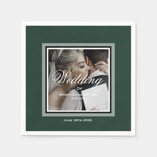Serviette En Papier Serviettes photo mariage personnalisables Emerald (Devant)