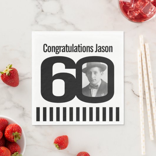 Serviette En Papier Serviettes photo noir et blanc 60e anniversaire (En situation)