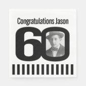 Serviette En Papier Serviettes photo noir et blanc 60e anniversaire (Devant)