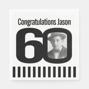 Serviette En Papier Serviettes photo noir et blanc 60e anniversaire