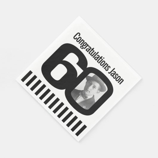 Serviette En Papier Serviettes photo noir et blanc 60e anniversaire (Coin)