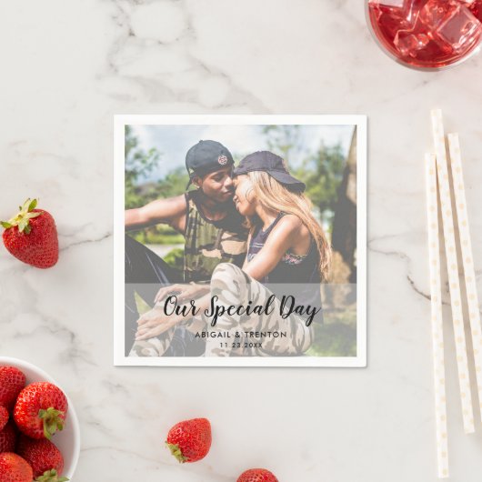 Serviette En Papier Serviettes photo personnalisées le jour du mariage (En situation)