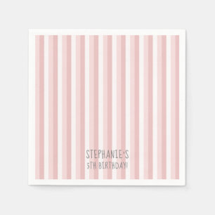 Serviette En Papier Serviettes Pinstripes rose et blanc