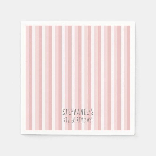 Serviette En Papier Serviettes Pinstripes rose et blanc (Devant)