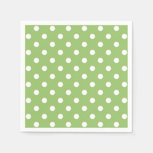 Serviette En Papier Serviettes Pois vertes et blanches (Devant)