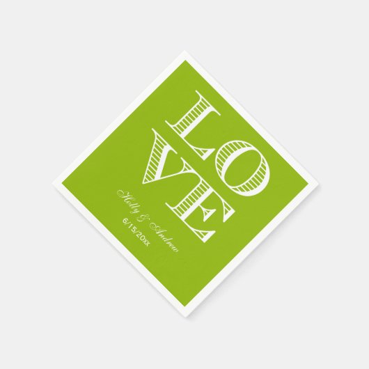 Serviette En Papier Serviettes Pomme Verte, Amour Blanc (Coin)