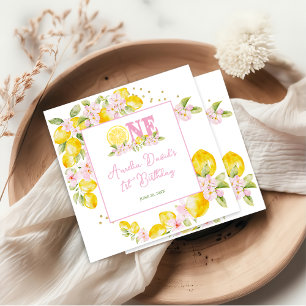 Serviette En Papier Serviettes pour 1er anniversaire florales au citro