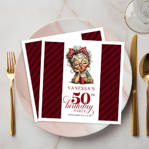 Serviette En Papier Serviettes pour 50e Anniversaire Drôle Vieille Dam