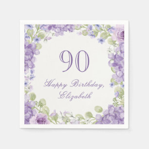 Serviette En Papier Serviettes pour 90e anniversaire Élégant floral vi