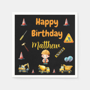 Serviette En Papier Serviettes pour anniversaire de camion de construc