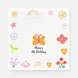 Serviette En Papier Serviettes pour anniversaire d'enfants violettes e
