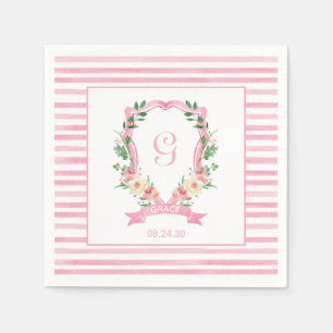 Serviette En Papier Serviettes pour Baby Shower avec blason floral ros