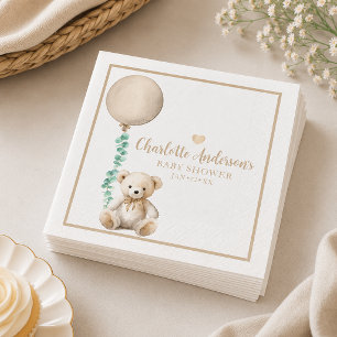 Serviette En Papier Serviettes pour Baby Shower avec Ourson Neutre 'Be