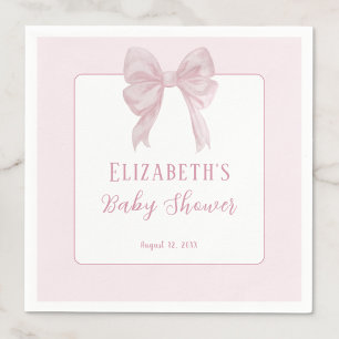 Serviette En Papier Serviettes pour Baby Shower avec Simple Nœud Rose
