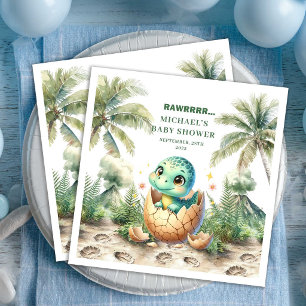 Serviette En Papier Serviettes pour Baby Shower Bébé Dinosaure Mignon 