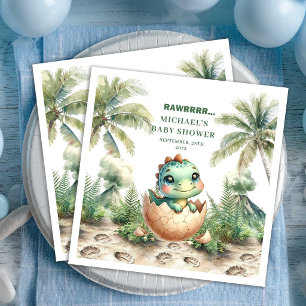 Serviette En Papier Serviettes pour Baby Shower Bébé Garçon Dinosaure 