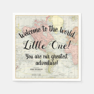 Serviette En Papier Serviettes pour Baby Shower carte du Monde Bienven