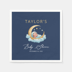 Serviette En Papier Serviettes pour Baby Shower Ciel de Nuit avec Lune