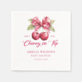Serviette En Papier Serviettes pour Baby Shower Coquette Bow Cherry  (Devant)