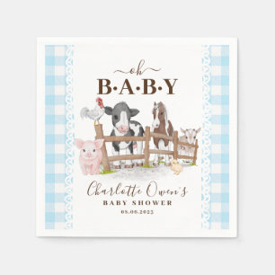 Serviette En Papier Serviettes pour Baby Shower Ferme Animaux Oh Bébé