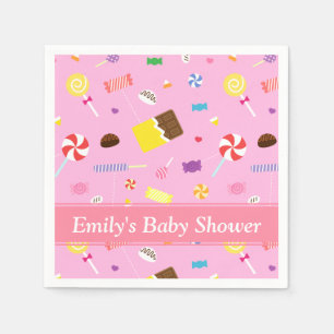Serviette En Papier Serviettes pour Baby Shower Fille Thème Bonbons Co
