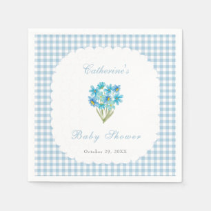 Serviette En Papier Serviettes pour Baby Shower Fleurs Bleues Aquarell