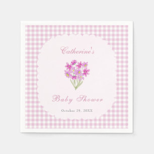 Serviette En Papier Serviettes pour Baby Shower Fleurs Roses Aquarelle