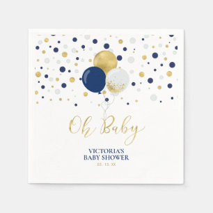 Serviette En Papier Serviettes pour Baby Shower Gold & Navy Blue Oh Ba