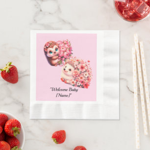 Serviette En Papier Serviettes pour Baby Shower Hérisson pour Fille