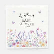 Serviettes pour Baby Shower Jardin Papillon