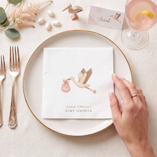 Serviette En Papier Serviettes pour Baby Shower - Lot Rose Pâle avec C