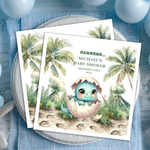 Serviette En Papier Serviettes pour Baby Shower Précieux Dino Bébé qui