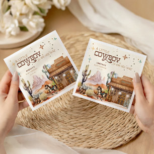 Serviette En Papier Serviettes pour Baby Shower Rustique Petit Cow-boy