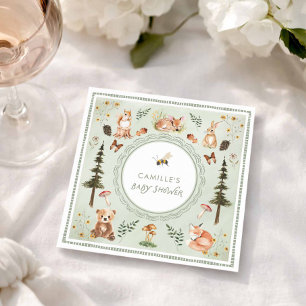 Serviette En Papier Serviettes pour Baby Shower Sage Vert Forêt