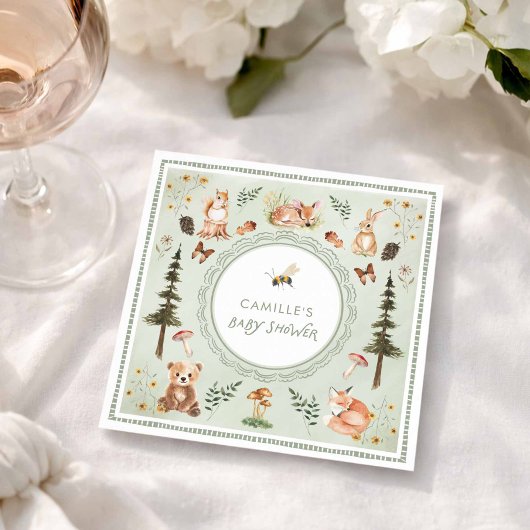 Serviette En Papier Serviettes pour Baby Shower Sage Vert Forêt