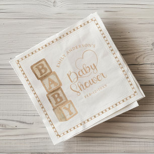 Serviette En Papier Serviettes pour Baby Shower Taupe Baby Blocks
