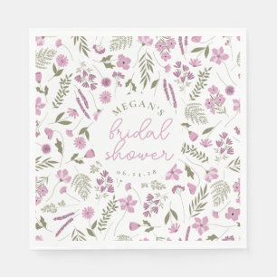 Serviette En Papier Serviettes pour Baby Shower Wildflower - Violet