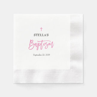 Serviette En Papier Serviettes pour baptême de bébé fille rose