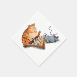 Serviette En Papier Serviettes pour enfants avec chat et souris jouant