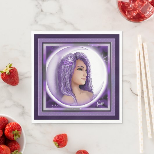 Serviette En Papier serviettes pour enfants pourpres lune (En situation)