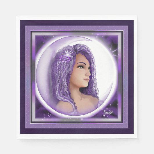 Serviette En Papier serviettes pour enfants pourpres lune (Devant)