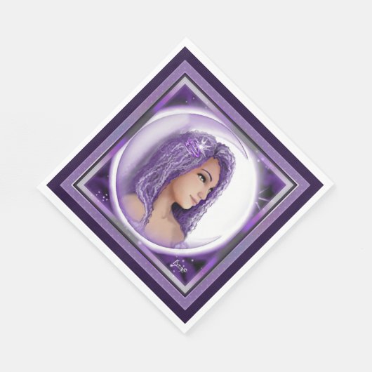 Serviette En Papier serviettes pour enfants pourpres lune (Coin)