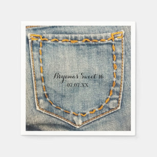 Serviette En Papier Serviettes pour fête d'anniversaire avec poche cou