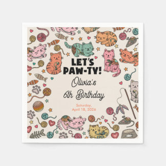 Serviette En Papier Serviettes pour fête d'anniversaire de chaton mign