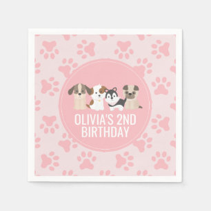 Serviette En Papier Serviettes pour fête d'anniversaire de chiot rose 