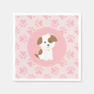 Serviette En Papier Serviettes pour fête d'anniversaire de chiot rose 