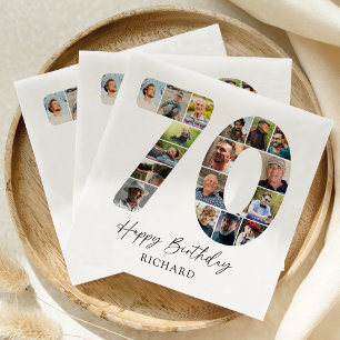Serviette En Papier Serviettes pour fête de 70 ans avec photo moderne